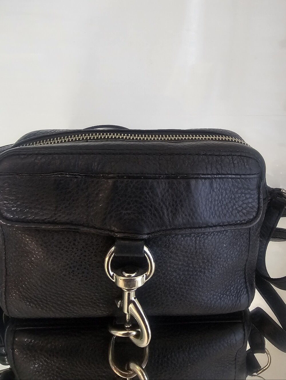 Rebecca Minkoff Black Leather Belt Bag with Silver Hardware